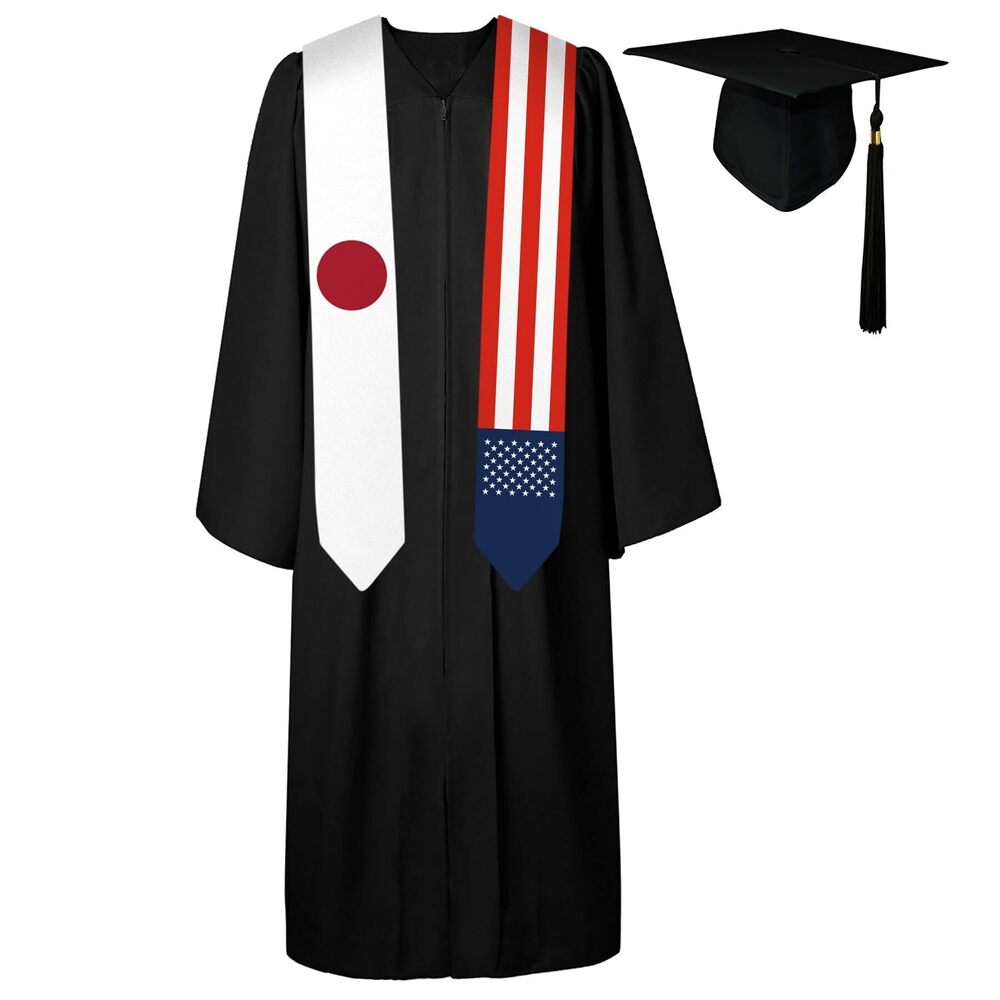 6467 72 Inch Japan Flag and USA Flag Graduation Sash Unisex Adults